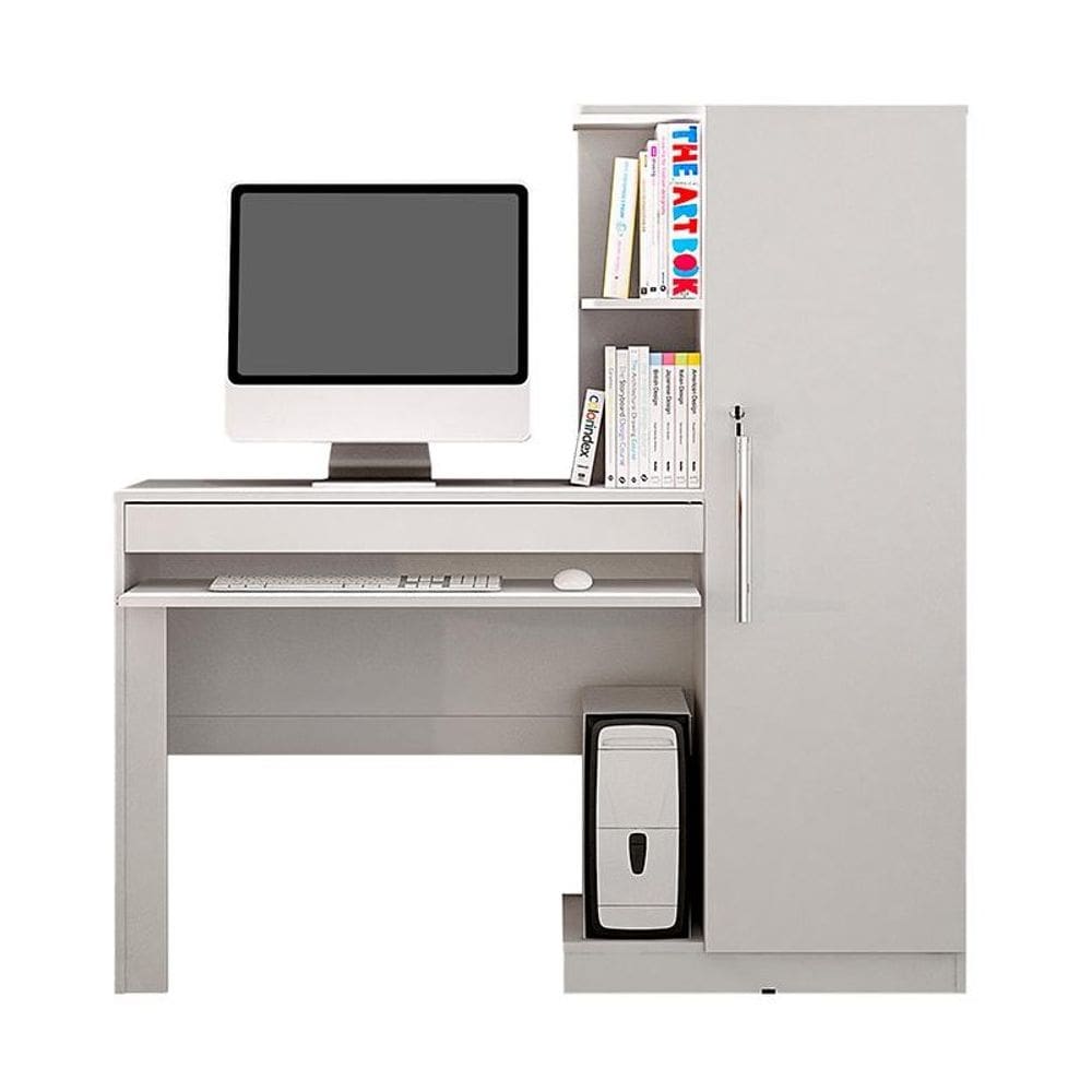Escrivaninha Office com Armário 1 Porta 1 Gaveta Branco Fosco - Valdemóveis