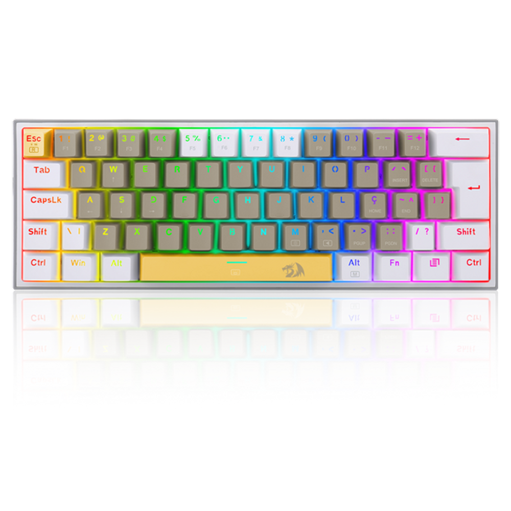 Teclado Mecanico Gamer Fizz Rgb Amarelo Cinza E Branco Switch Marrom