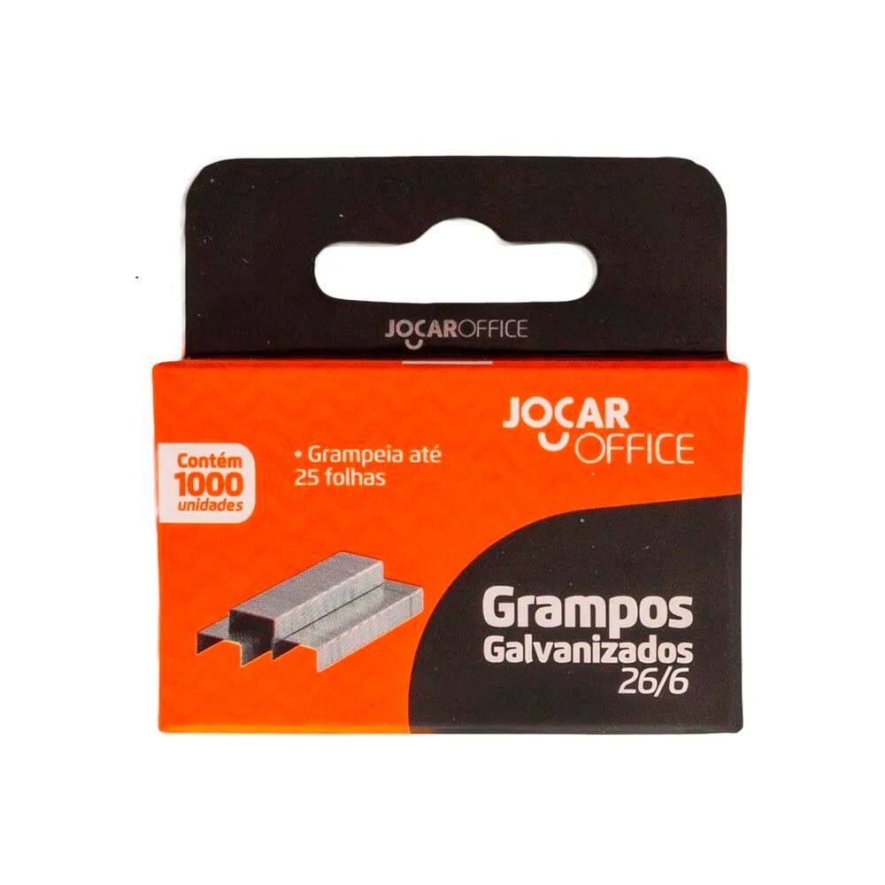 Grampo para Grampeador 26/6 Galvanizado C/1000 - Jocar Office