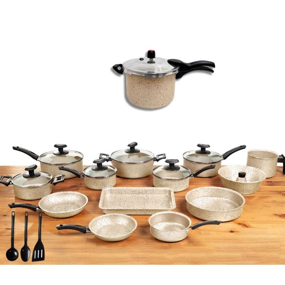 Jogo Conjunto Panelas 17 Peça Antiaderente Panela Pressão 4,5l