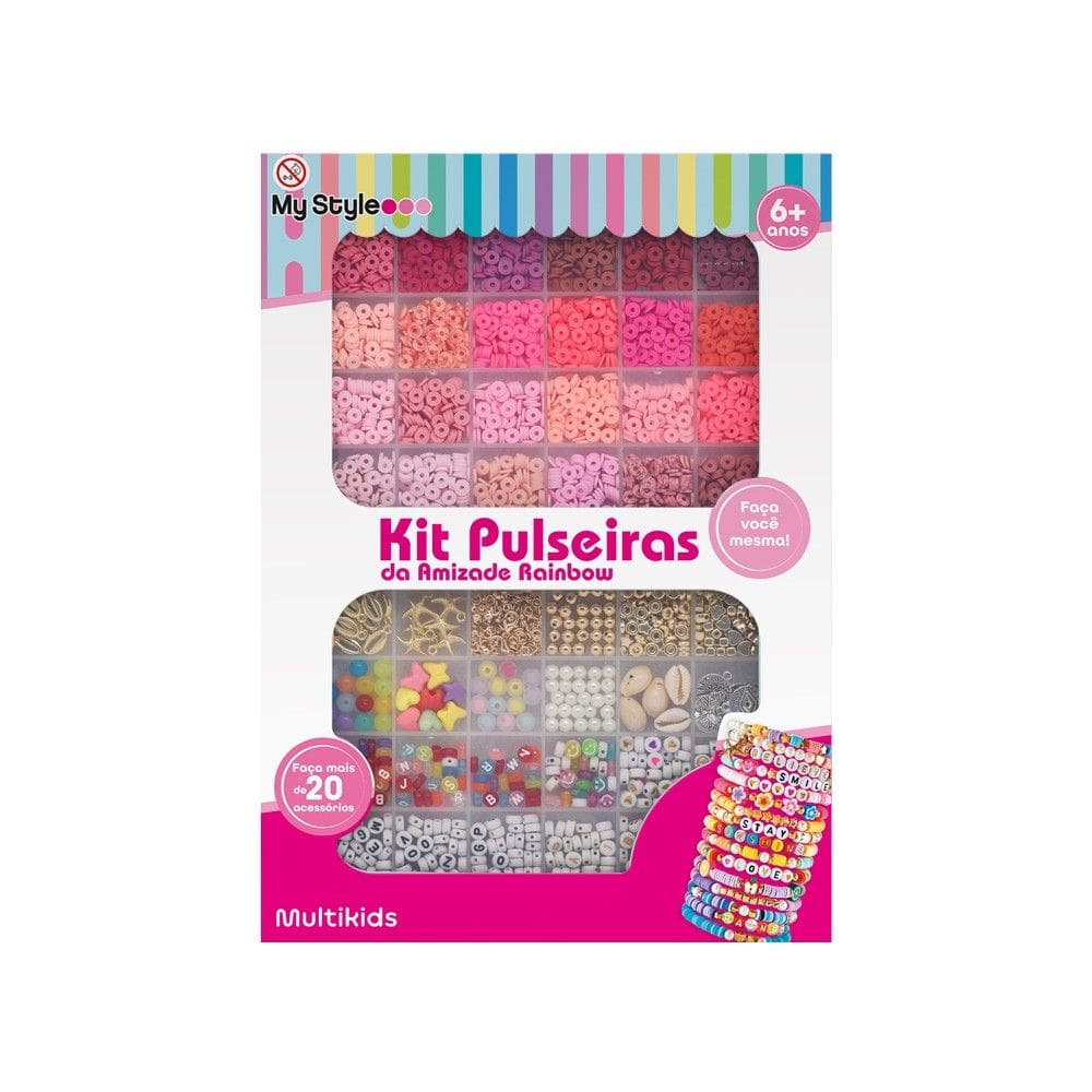 Kit Pulseiras da Amizade Arco-iris My Style Tamanho G Multikids - BR2316