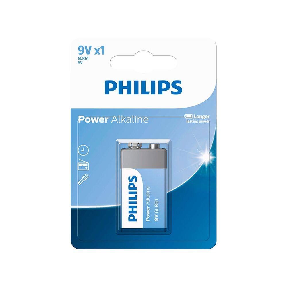 Pilha alcalina Philips 9V 6LR61P1B/59
