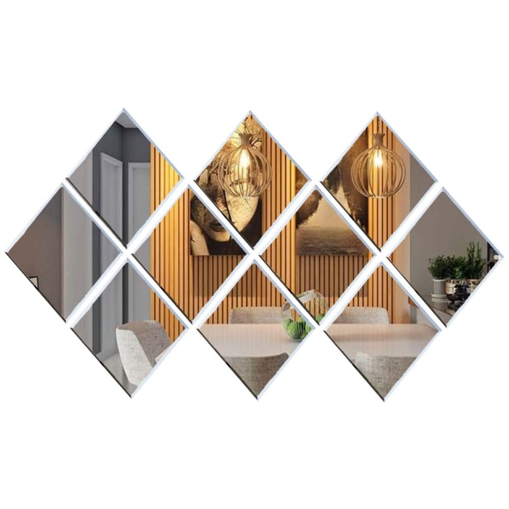 Kit Espelho Mosaico Bisotê Com 10 Peças 20x20cm Decorativo