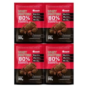 Kit com 4 Saches Whey Protein 80% 30g Growth Brigadeiro