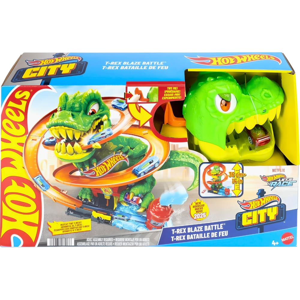 Hot Wheels Pista City Nêmesis T-Rex e Quartel JBM73 Mattel