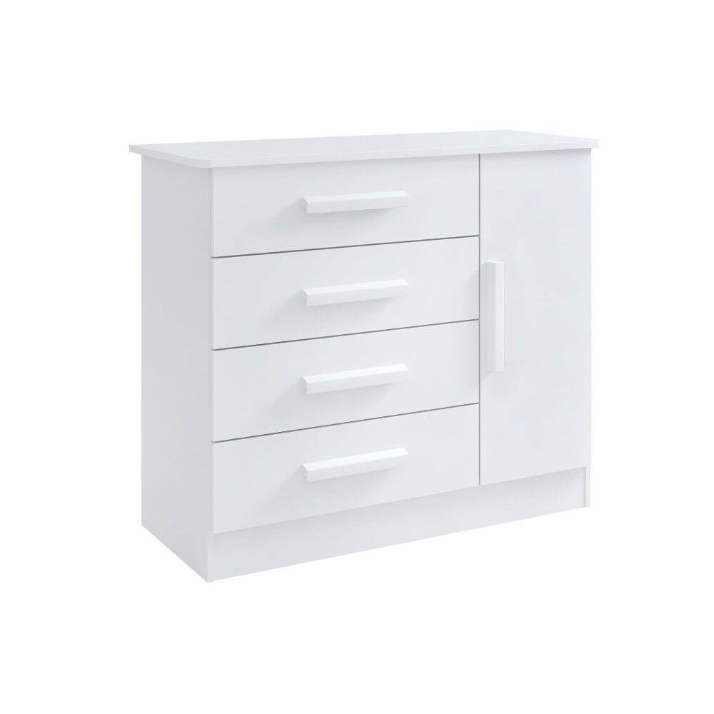 Cômoda Firenze 4 Gavetas 1 Porta Branco D`Doro