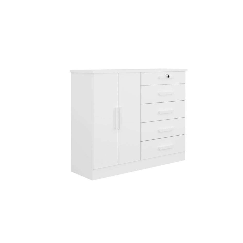 Cômoda New Athos 5 Gavetas Branco - D`Doro
