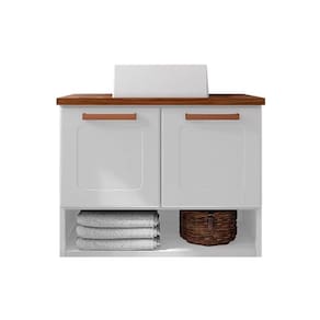 Balcão Gabinete Com Cuba Para Banheiro Nicho 2 Portas Natua Branco - Bertolini