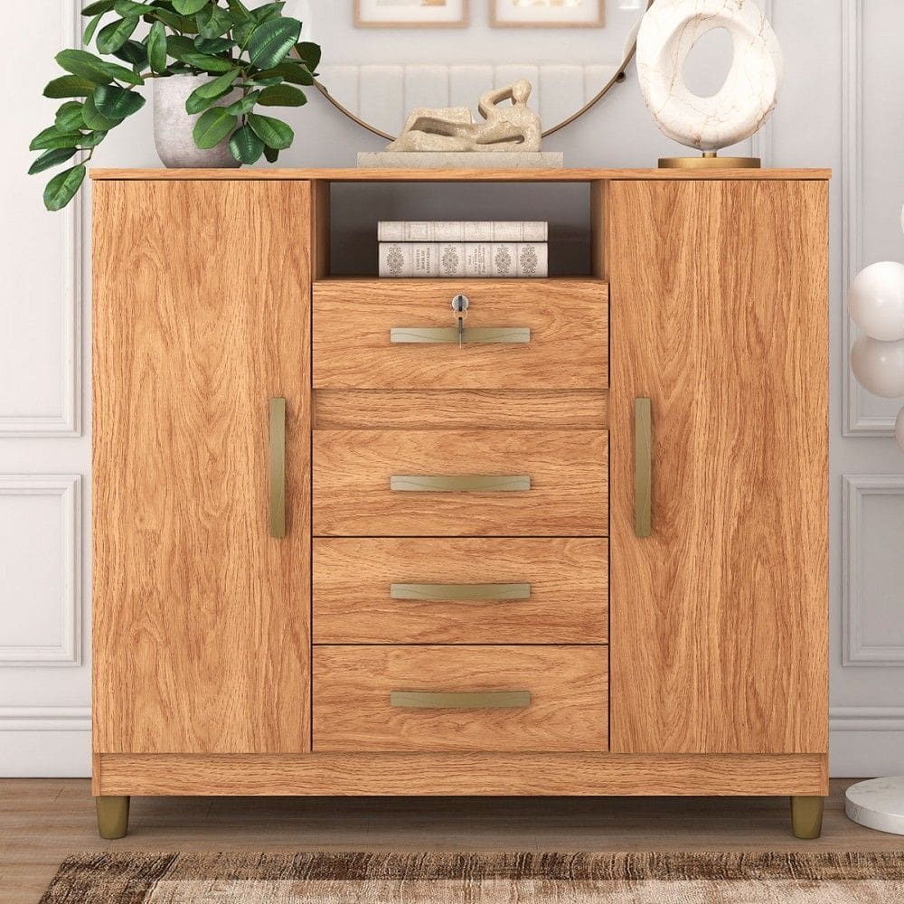 Cômoda Angra 2 Portas 4 Gavetas Marrom - Fellicci