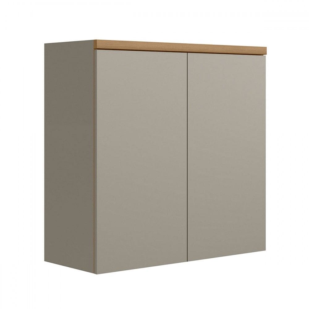 Armário Aéreo Cozinha 80 Cm Renard 2 Portas 100% Mdf Jequitibá/Gris Fosco - Pnr Móveis