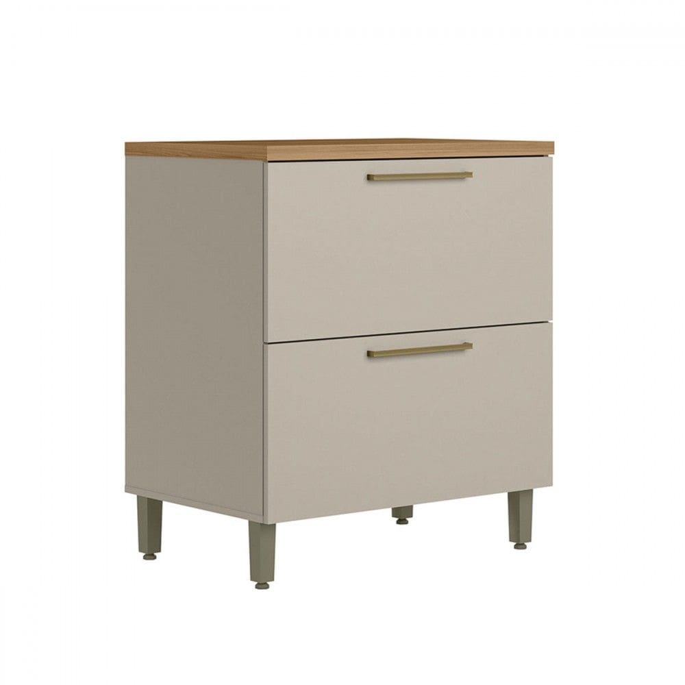 Balcão de Cozinha 80 Cm Requin 1 Porta 1 Gaveta 100% Mdf Jequitibá/Off White Fosco - Pnr Móveis