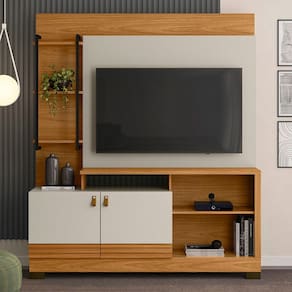 Estante para TV Até 50 Polegadas Barreto Natural/Off White - Pnr Móveis