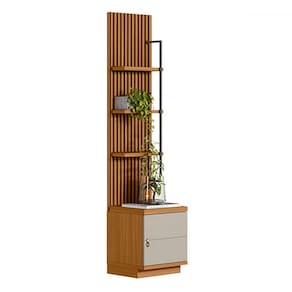 Estante para Livros Colina 3 Prateleiras 1 Porta Natural/Off White - Pnr Móveis
