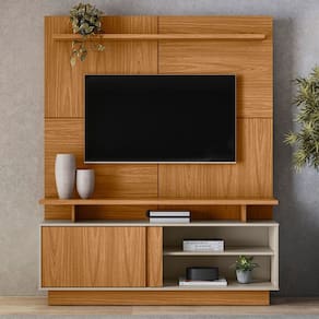 Estante para TV Até 60 Polegadas Centra 1 Porta Natural/Off White - Pnr Móveis