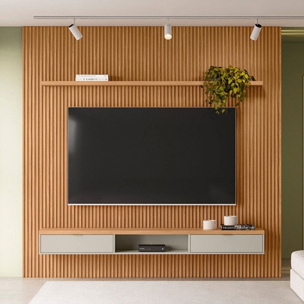 Painel para TV Até 75 Polegadas Sydnei 2 Portas 260 Cm Natural/Off White - Pnr Móveis