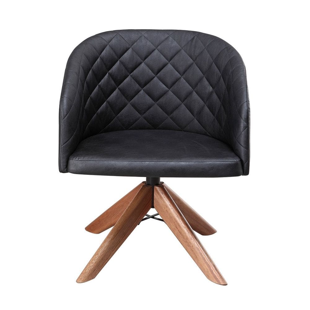 Poltrona Giratória Estofada com Courino e Acabamento Matelassê – Virginia Exclusiva