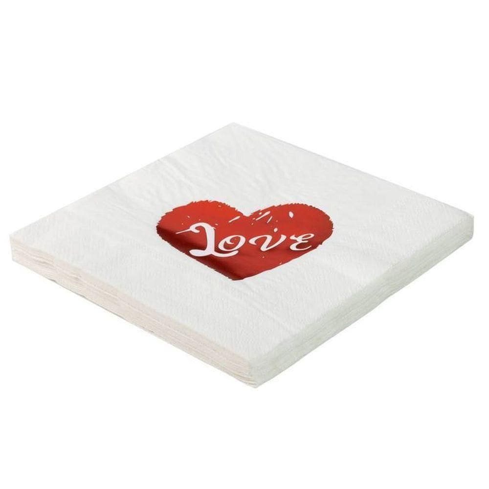Guardanapo Folha Dupla 32x32cm Coração Love - 20 Un