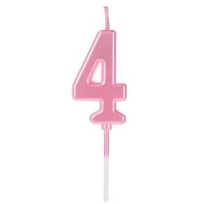 Vela Pick Metalizada Rosa Candy Color Numero 4 - 1 Un