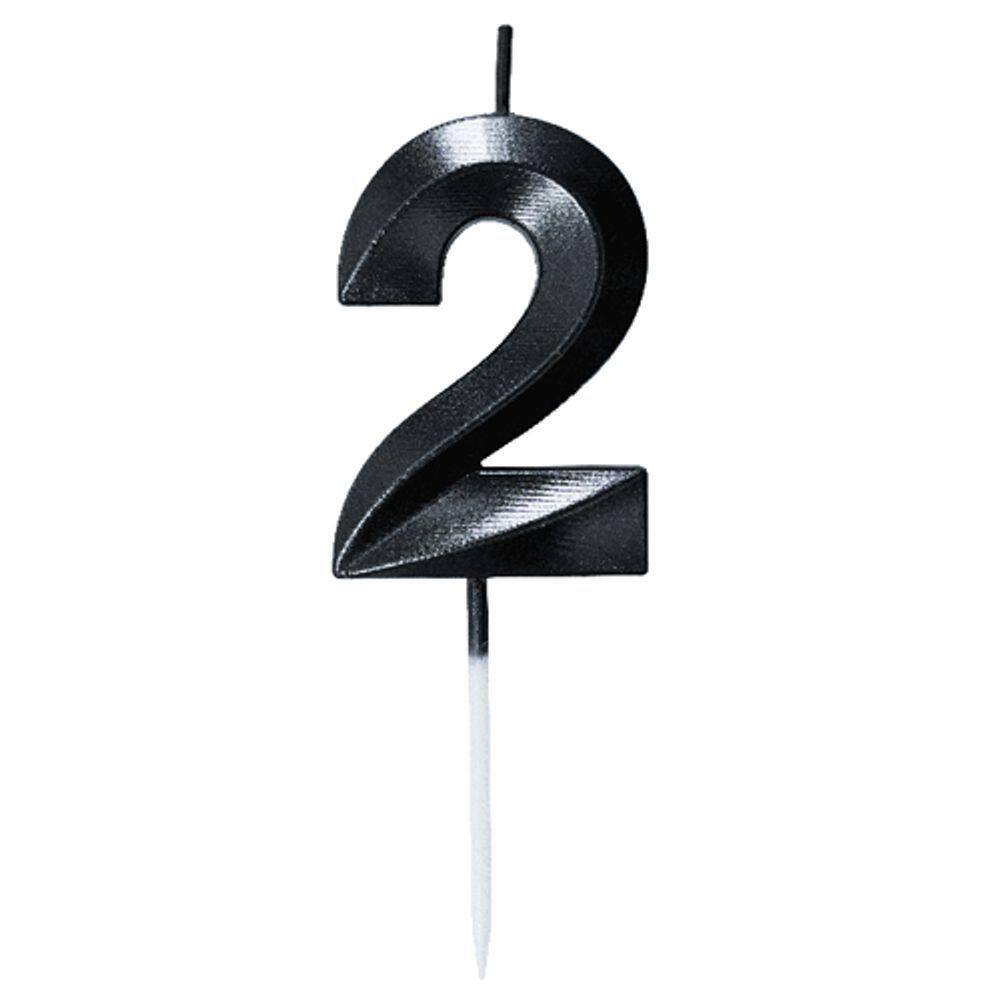 Vela Mini Design Preta Numero 2 - 1 Un