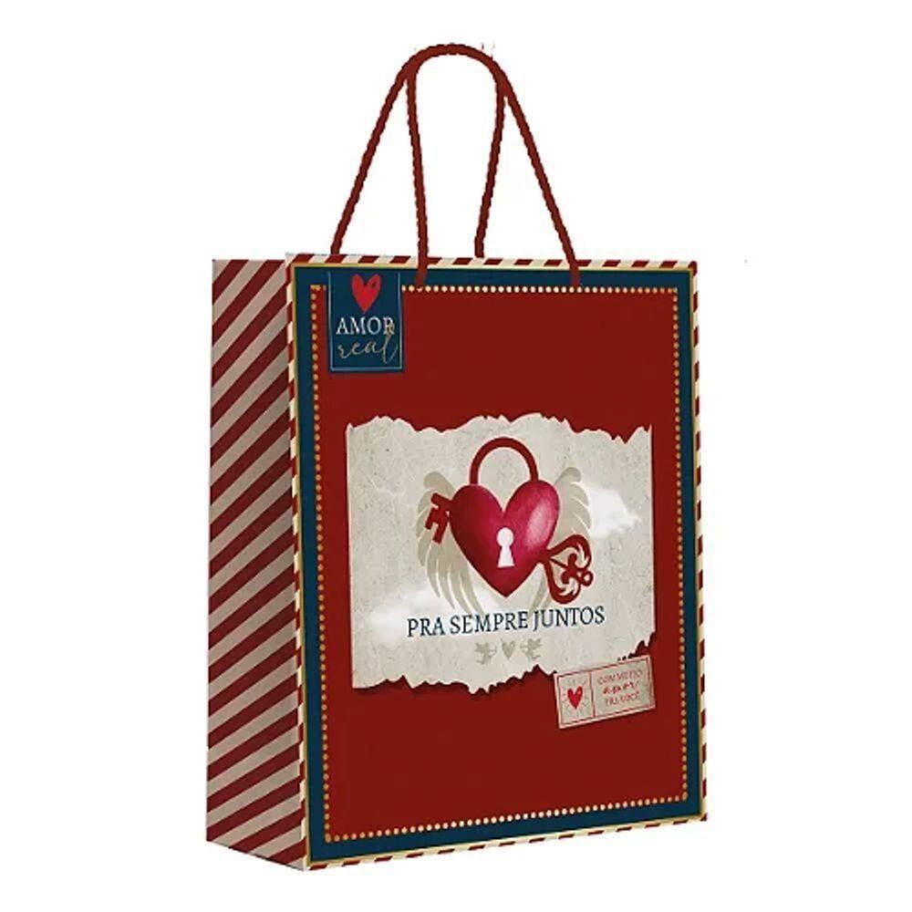 Kit Sacola De Papel Premium Amor Real M 31x26x10cm - 10 Un