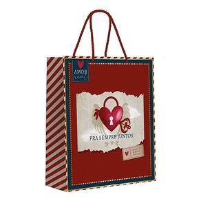 Kit Sacola De Papel Premium Amor Real M 31x26x10cm - 10 Un