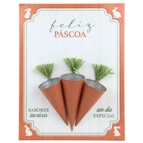 Placa Decorativa De Madeira Com Cenouras Quadrinhos 53x40x11xm - 1 Un