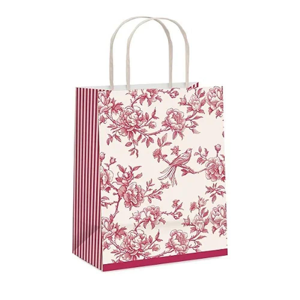 Kit Sacola De Papel Versalhes Vermelho/marfim G 32x26,5x13cm - 10 Un