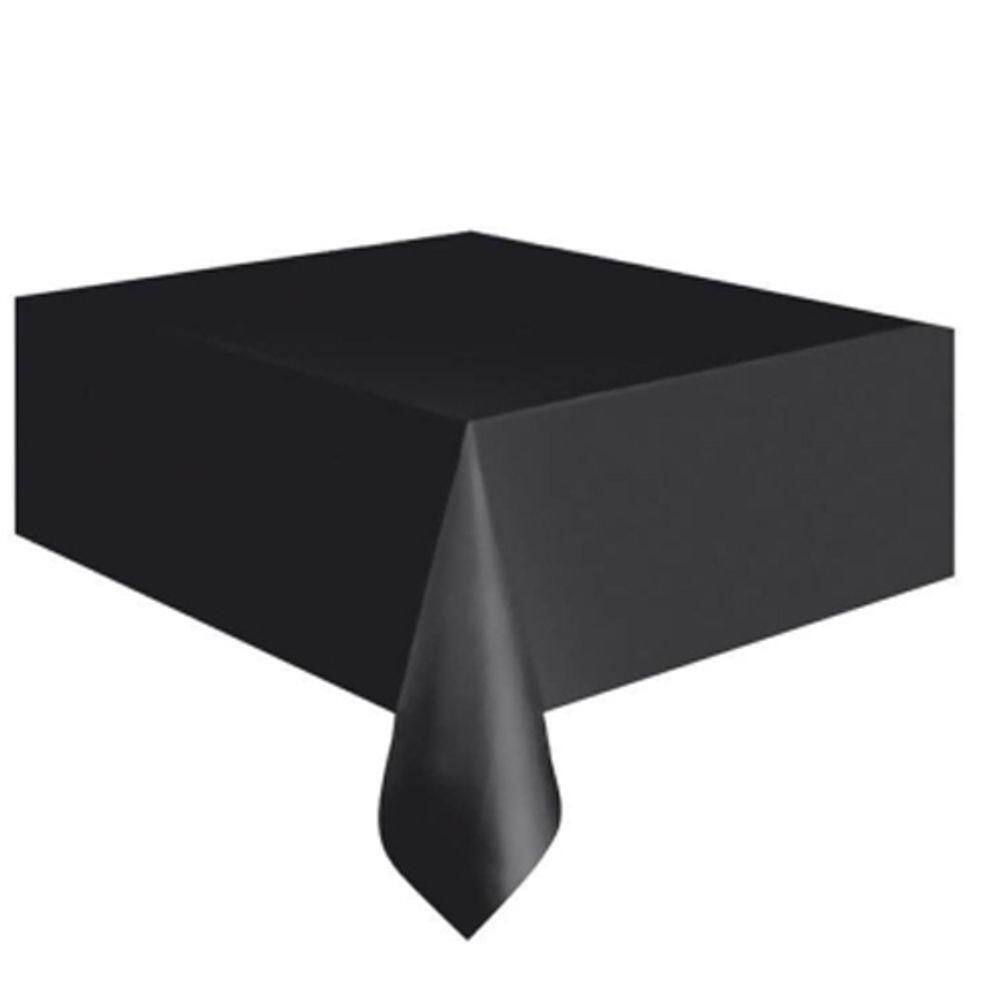 Toalha De Mesa Plástica Happy Line 1,37x1,77 Metros Preto - 1 Un