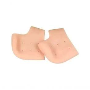 Par Meia Silicone Rachadura Calcanhar Protetor Ortopédica Bege