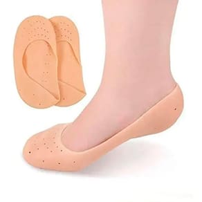 Protetor Meia Sapatilha Silicone Gel Para Pés Rachados E Ressecados Bege