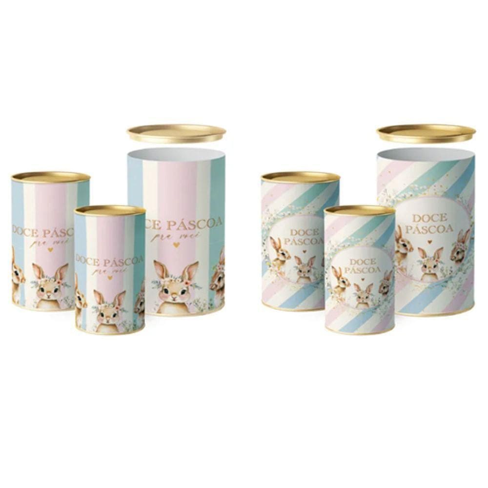 Lata Para Ovo Rígida 500g Páscoa Doce Composê 12,5x22cm - 12 Un