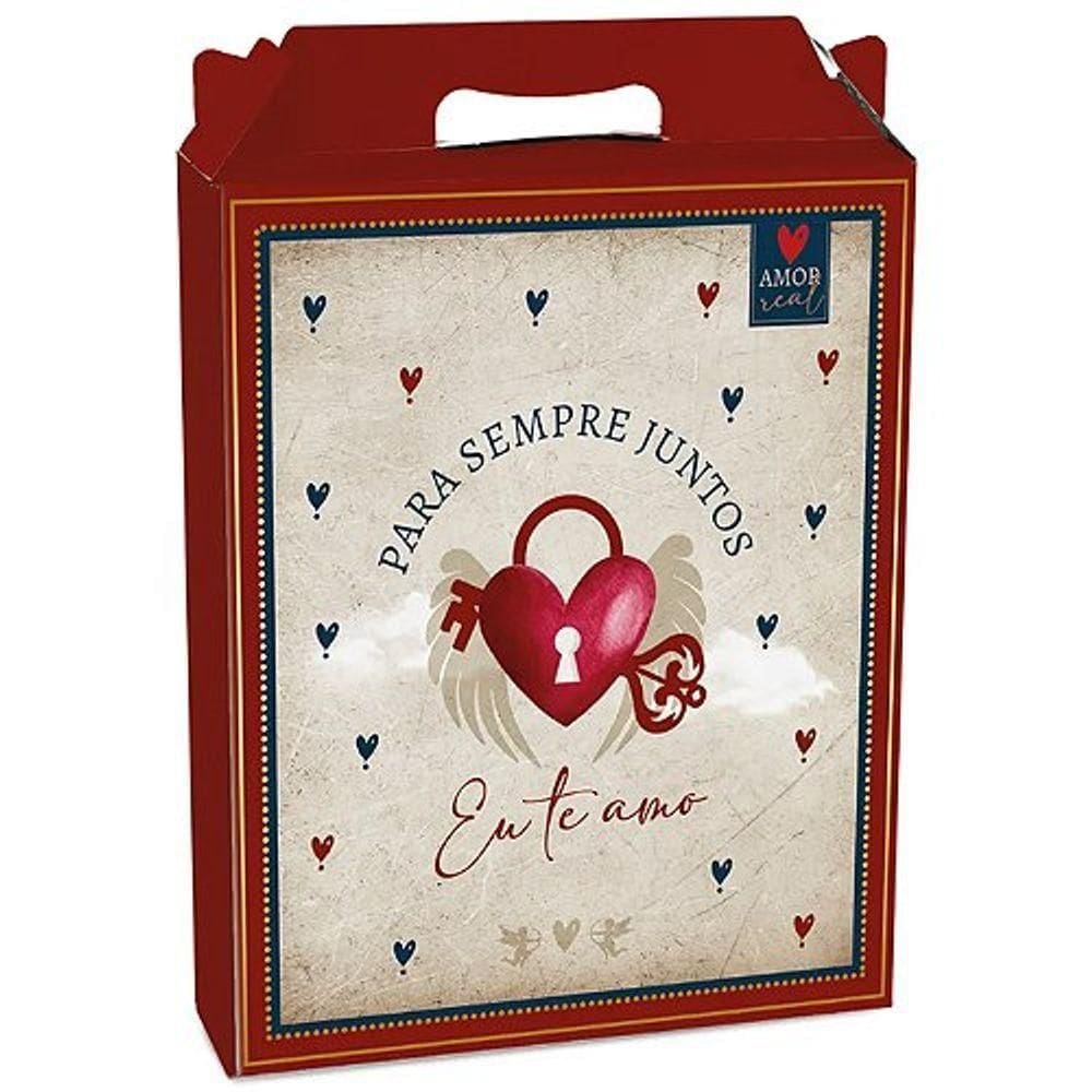Kit Caixa Maleta Retangular Vertical Amor Real M 18x7,5x21cm - 10 Un