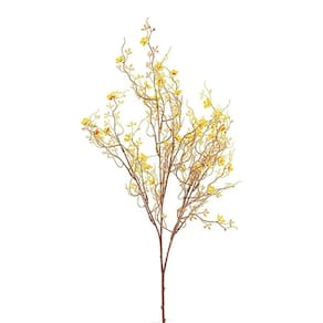 Flores Decorativas Permanentes - Flor De Ameixa X18 70cm Amarelo - 6 Hastes