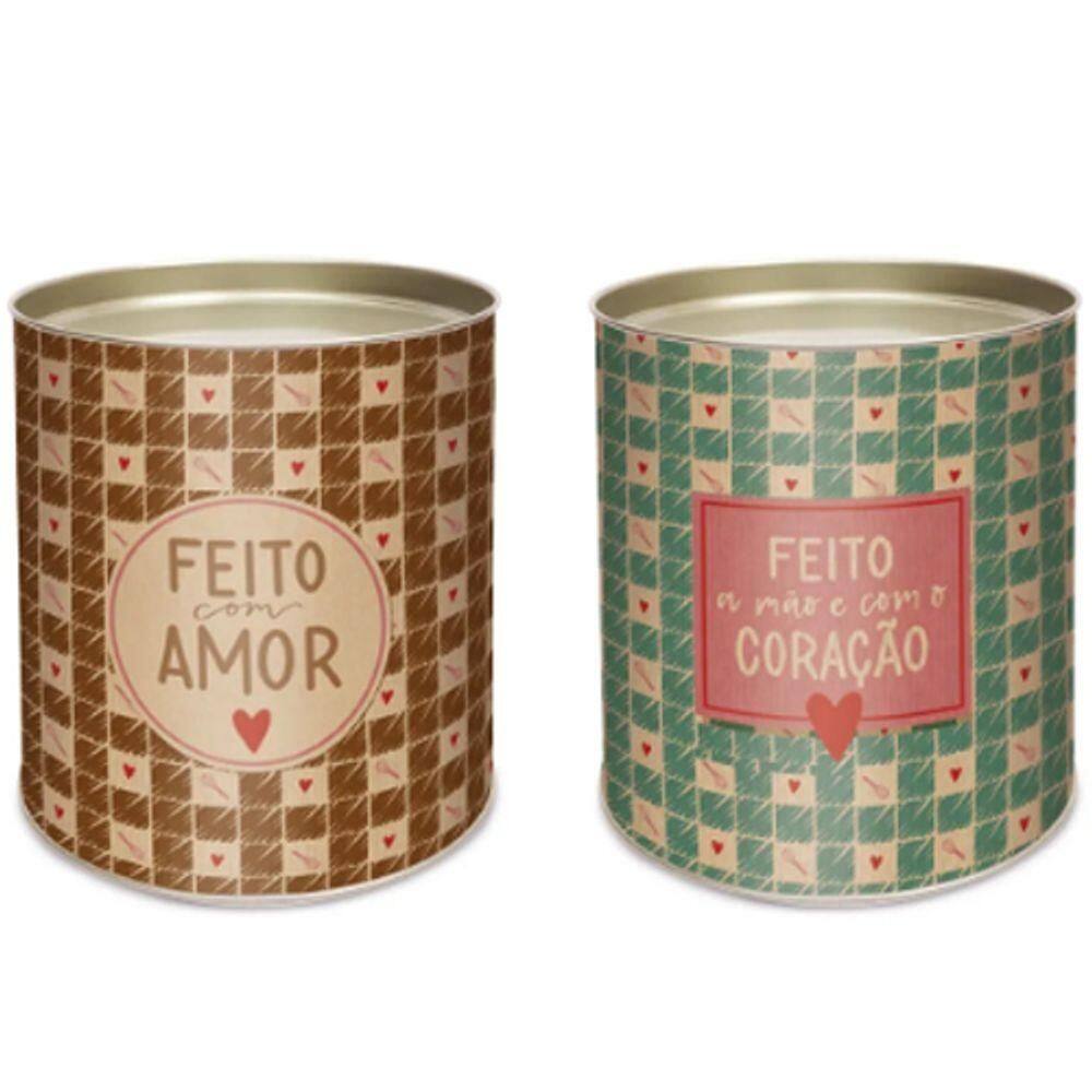 Lata Para Ovo Rígida 250g Páscoa Feito Com Amor Sweet Composê 9x16,5cm - 12 Un