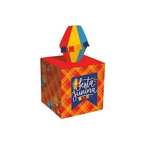 Caixa Pop Up Arraiá Bão Demais 9x9x8,5cm - 10 Un