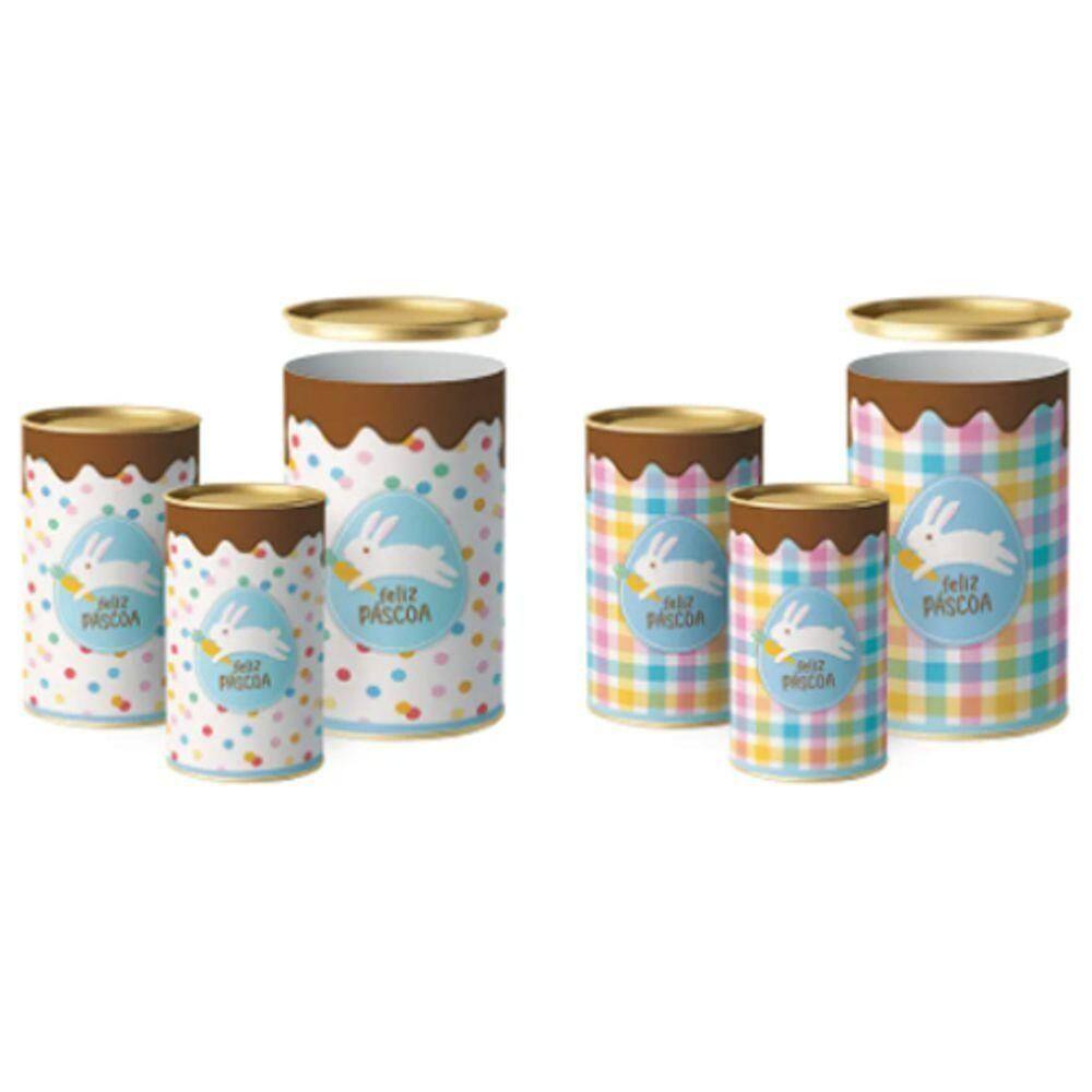Lata Para Ovo Rígida 250g Páscoa Jump Composê 9x16,5cm - 12 Un