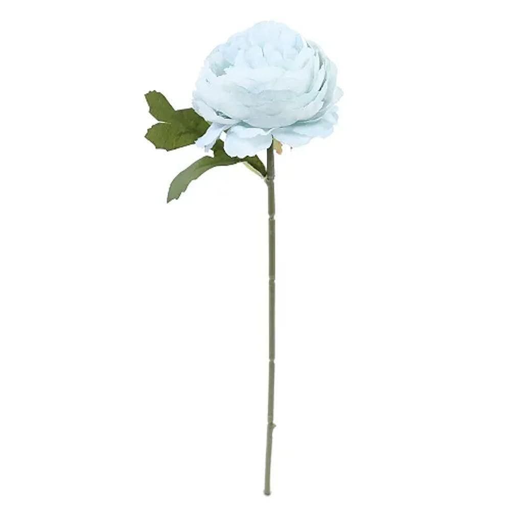 Flores Decorativas Permanentes - Peônia Solitária 30cm Azul-verde - 6 Hastes