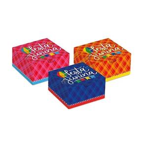 Caixa Divertida Para 4 Brigadeiros Arraiá Bão Demais 8,5x8,5x3,5cm - 10 Un