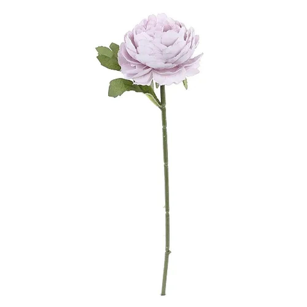 Flores Decorativas Permanentes - Peônia Solitária 30cm Lilás-verde - 6 Hastes