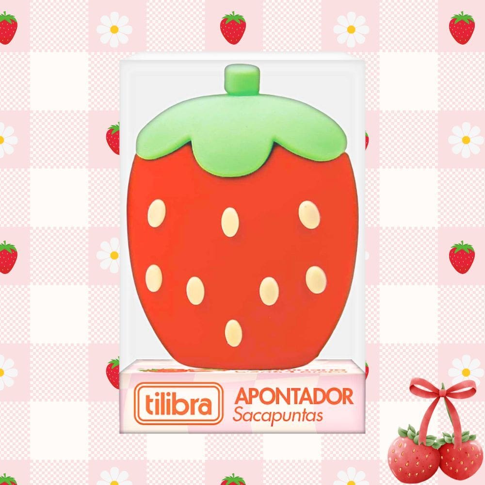 Apontador Escolar Morango Com Aroma Be Berry 1 Furo - Tilibra | Papelaria | Fofo | Moranguinho