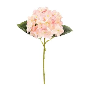 Flores Decorativas Permanentes - Hortênsia Com Folhas 37cm Rosa-verde - 6 Hastes