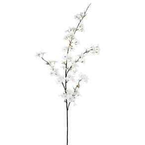 Flores Decorativas Permanentes - Flor De Cerejeira 1,05 Metros Branco - 6 Hastes