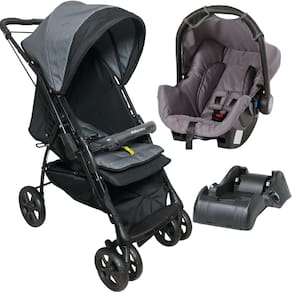 Carrinho Bebe Conforto Cinza Base Galzerano Maranello III Preto Cinza
