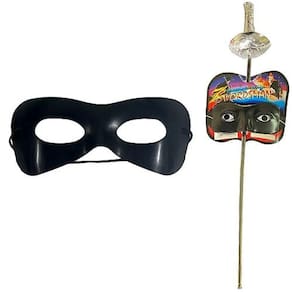 Kit Fantasia Zorro Máscara E Espada - Para Festas