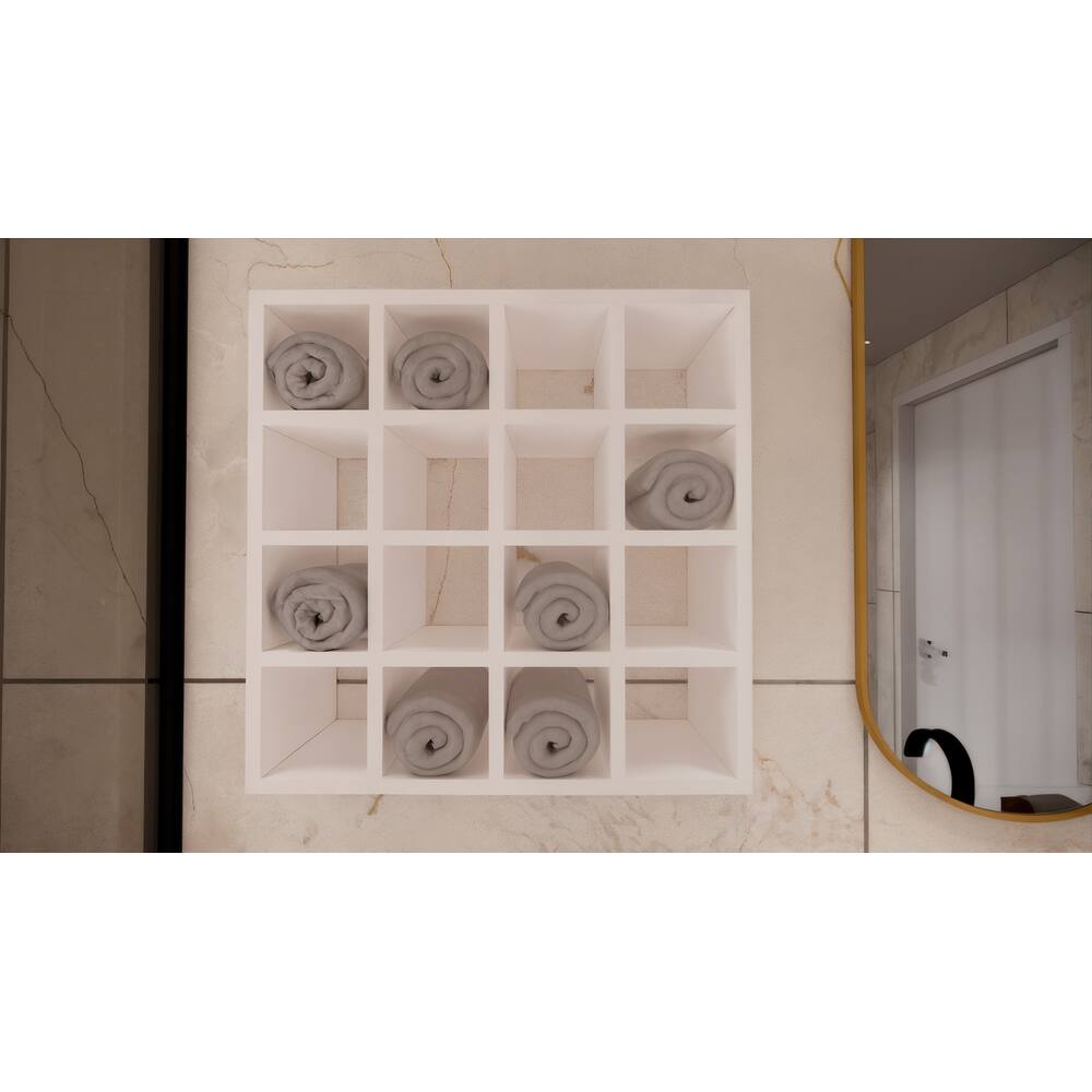 Toalheiro 16 Nichos Para Toalhas Decoração Multiuso Branco Cód.816