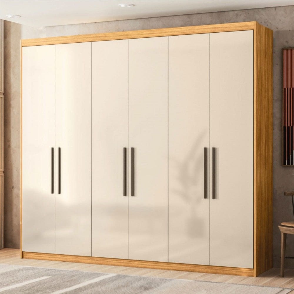 Guarda-Roupa Casal Venice 6 Portas 4 Gavetas 100% Mdf Cinamon/Off-White - Demóbile