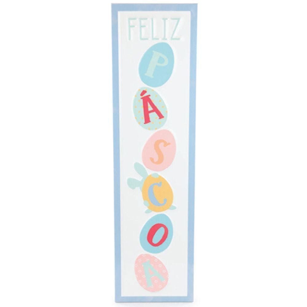 Quadro Decorativo Feliz Páscoa Ovos 66x17,8cm - 1 Un