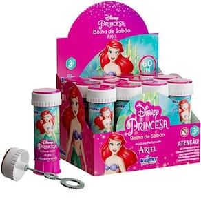 Lembrancinha Infantil - Bolhas De Sabão Com Jogo Disney Sereia Ariel - 1 Tubo Com 60ml