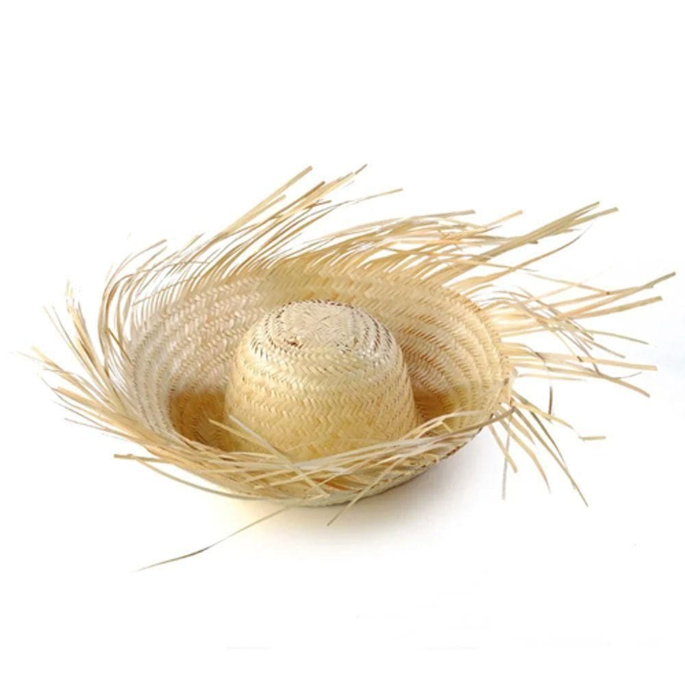 Kit Chapéu Caipira De Palha Infantil Desfiado P - 12 Un