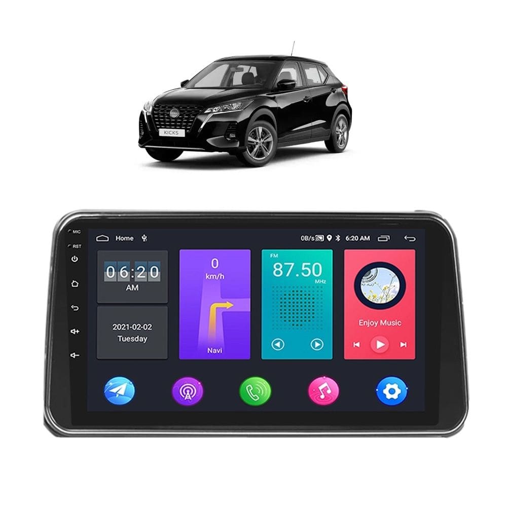 Kit Multimídia Kicks SL SV 2017 / 2021 10 Pol Android 2/32Gb Gps USB WiFi Rádio Bt - Vision 89101